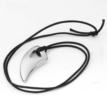 Collier dent de loup en titane et acier - modèle 2