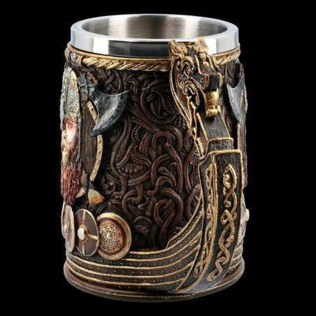 Chopes viking Tankard Viking en résine 600ml vue côté