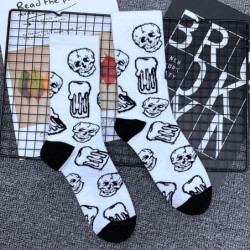 Chaussettes de sport en coton pur têtes de mort unisexe