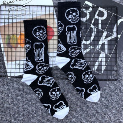 Chaussettes de sport en coton pur têtes de mort unisexe