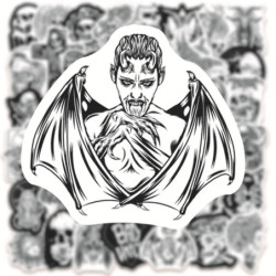 Lot de 10, 30 ou 50 stickers noir et blanc, de style gore et gothique