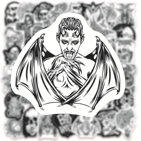 Lot de 10, 30 ou 50 stickers noir et blanc, de style gore et gothique