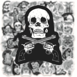 Lot de 10, 30 ou 50 stickers noir et blanc, de style gore et gothique