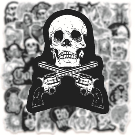 Lot de 10, 30 ou 50 stickers noir et blanc, de style gore et gothique