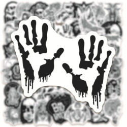 Lot de 10, 30 ou 50 stickers noir et blanc, de style gore et gothique