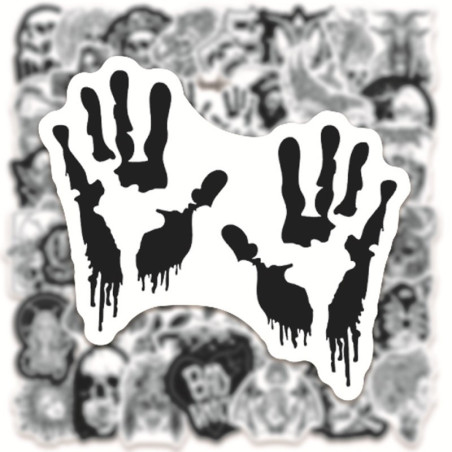 Lot de 10, 30 ou 50 stickers noir et blanc, de style gore et gothique