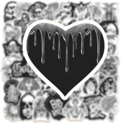 Lot de 10, 30 ou 50 stickers noir et blanc, de style gore et gothique