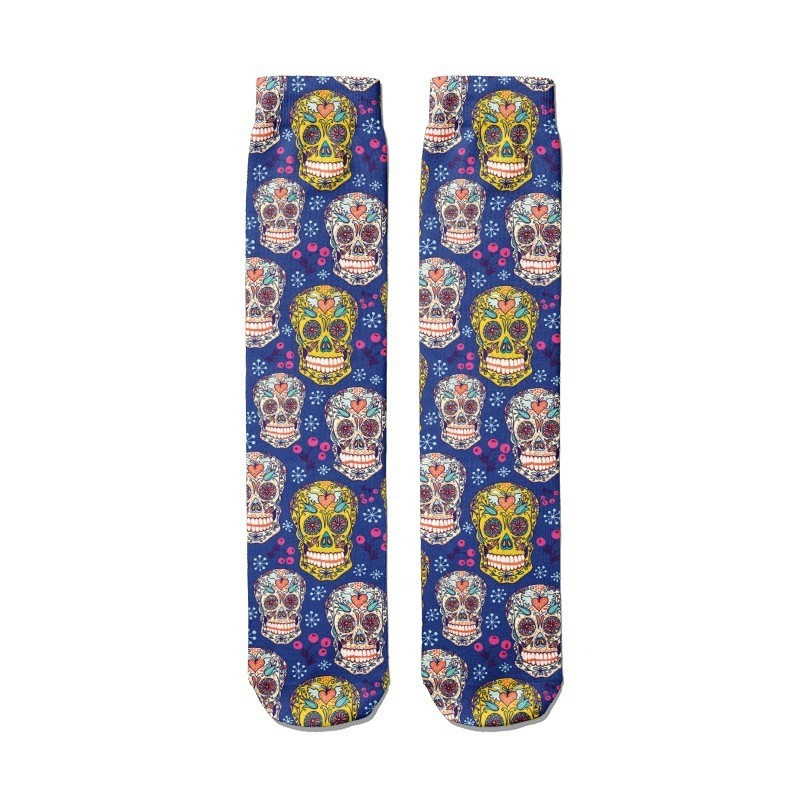 Chaussettes mi-hautes super funny et colorées crânes mexicains
