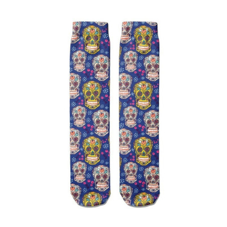 Chaussettes mi-hautes super funny et colorées crânes mexicains