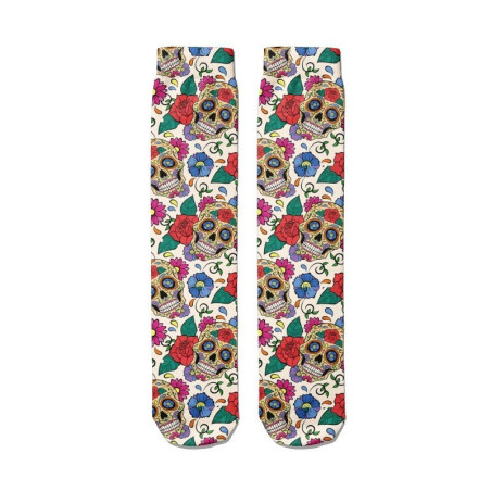Chaussettes mi-hautes super funny et colorées crânes mexicains