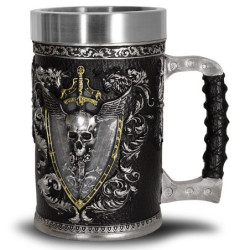 Chope à bière viking en résine et en acier inoxydable - modèle 7