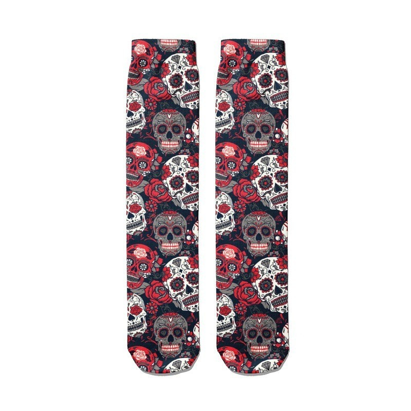 Chaussettes mi-hautes super funny et colorées crânes mexicains