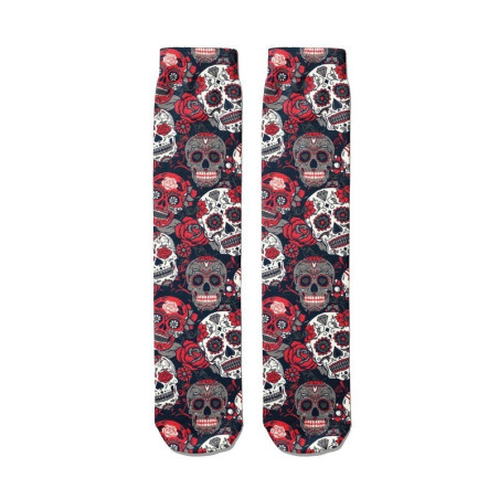 Chaussettes mi-hautes super funny et colorées crânes mexicains