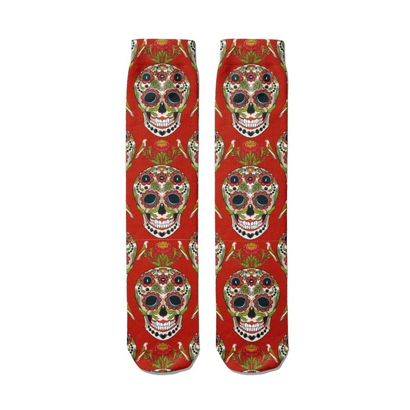 Chaussettes mi-hautes super funny et colorées crânes mexicains