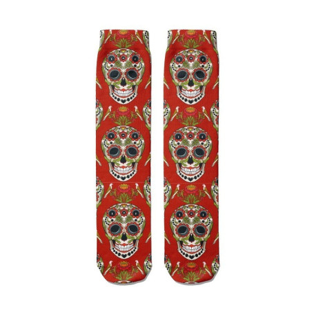 Chaussettes mi-hautes super funny et colorées crânes mexicains