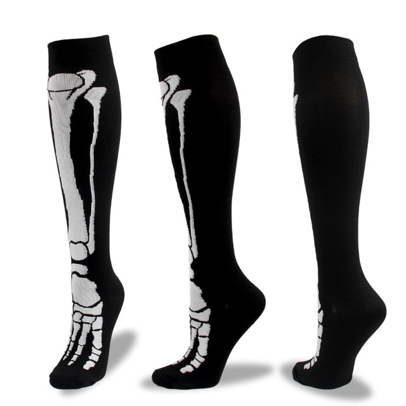 Chaussettes de compression : Halloween, squelettes et têtes de mort