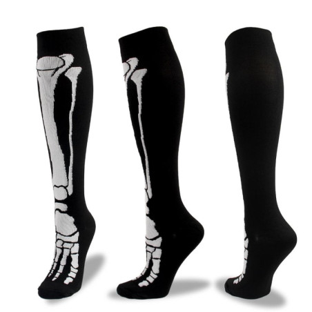 Chaussettes de compression : Halloween, squelettes et têtes de mort