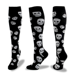 Chaussettes de compression : Halloween, squelettes et têtes de mort
