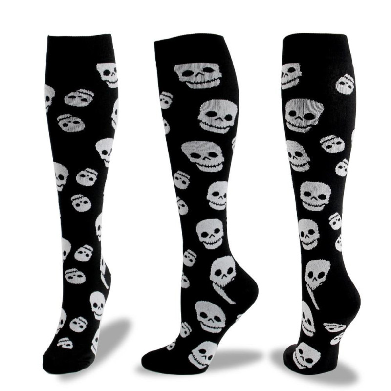 Chaussettes de compression : Halloween, squelettes et têtes de mort