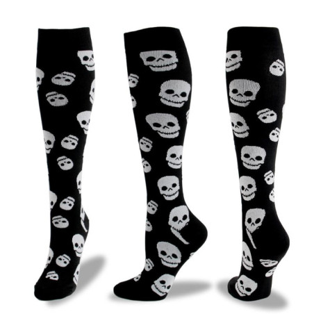 Chaussettes de compression : Halloween, squelettes et têtes de mort