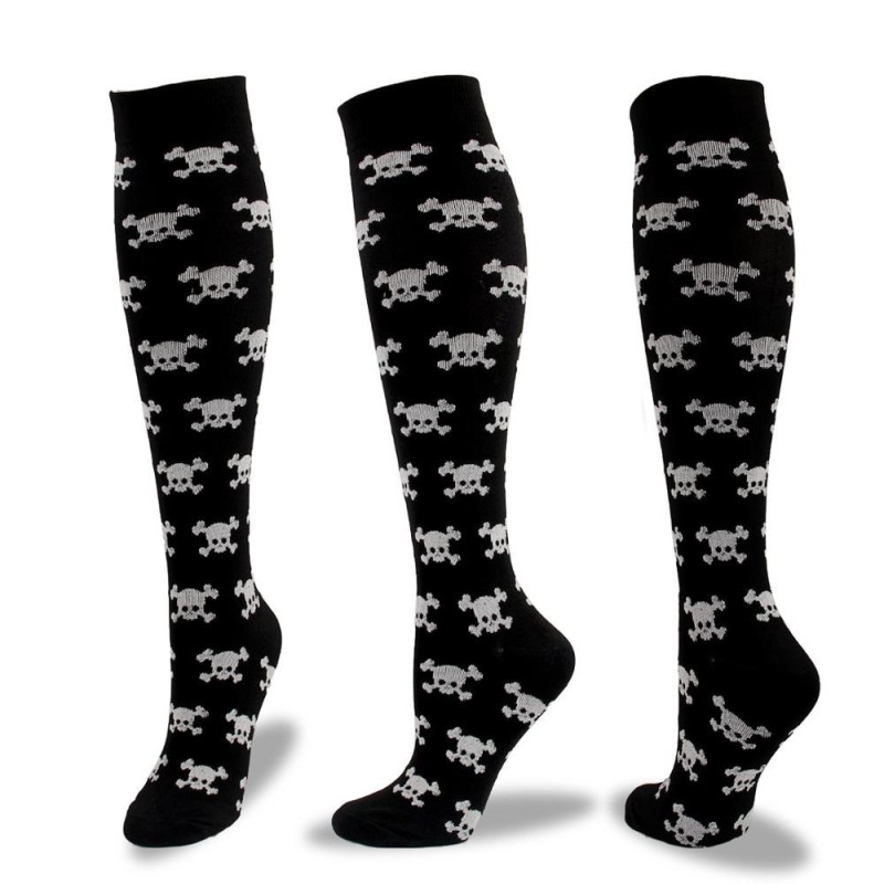 Chaussettes de compression : Halloween, squelettes et têtes de mort