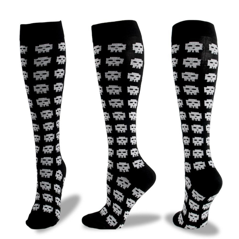 Chaussettes de compression : Halloween, squelettes et têtes de mort