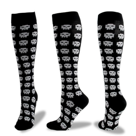 Chaussettes de compression : Halloween, squelettes et têtes de mort