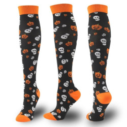 Chaussettes de compression : Halloween, squelettes et têtes de mort