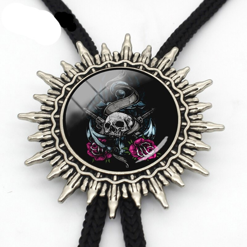 Cravate Bolo tête de mort  punk rock - multiples motifs au choix !