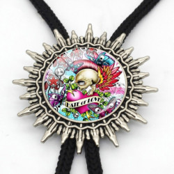 Cravate Bolo tête de mort  punk rock - multiples motifs au choix !