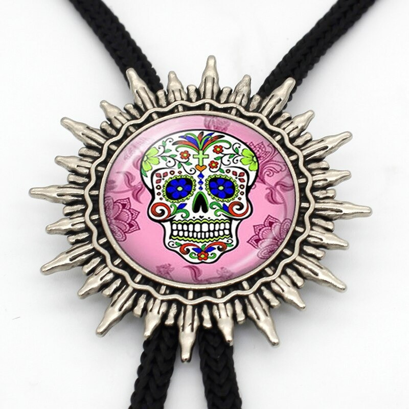 Magnifique Cravate Bolo tête de mort Santa Muerte 