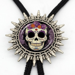 Magnifique cravate Bolo tête de mort Santa Muerte