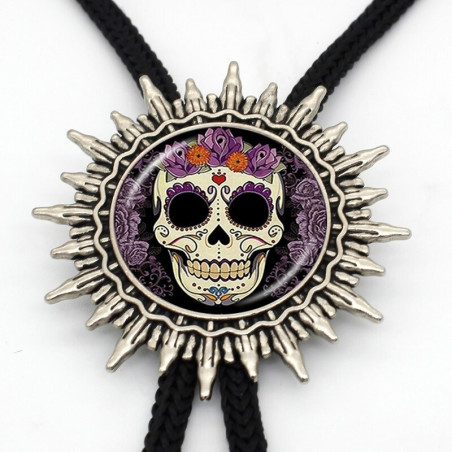 Magnifique cravate Bolo tête de mort Santa Muerte