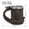 Chope à bière en bois Drakakr Viking 600ml en résine inoxydable