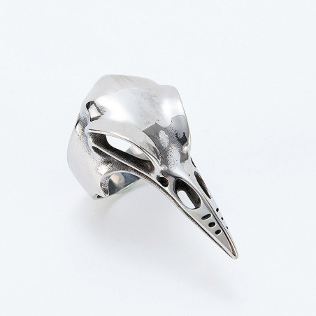 Bague motard crâne corbeau acier inoxydable mythologie nordique Odin
