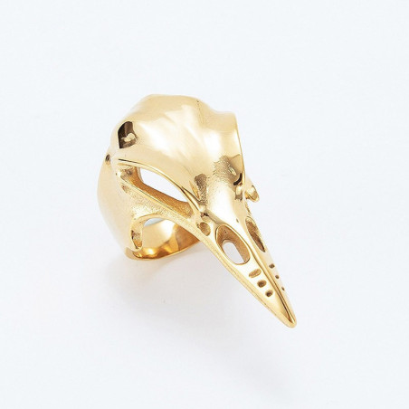 Bague motard crâne corbeau acier inoxydable mythologie nordique Odin