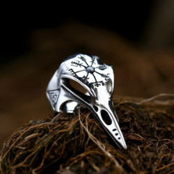 Bague corbeau en acier inoxydable 316L - 3 couleurs au choix !