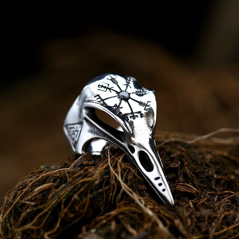 Bague corbeau en acier inoxydable 316L - 3 couleurs au choix !