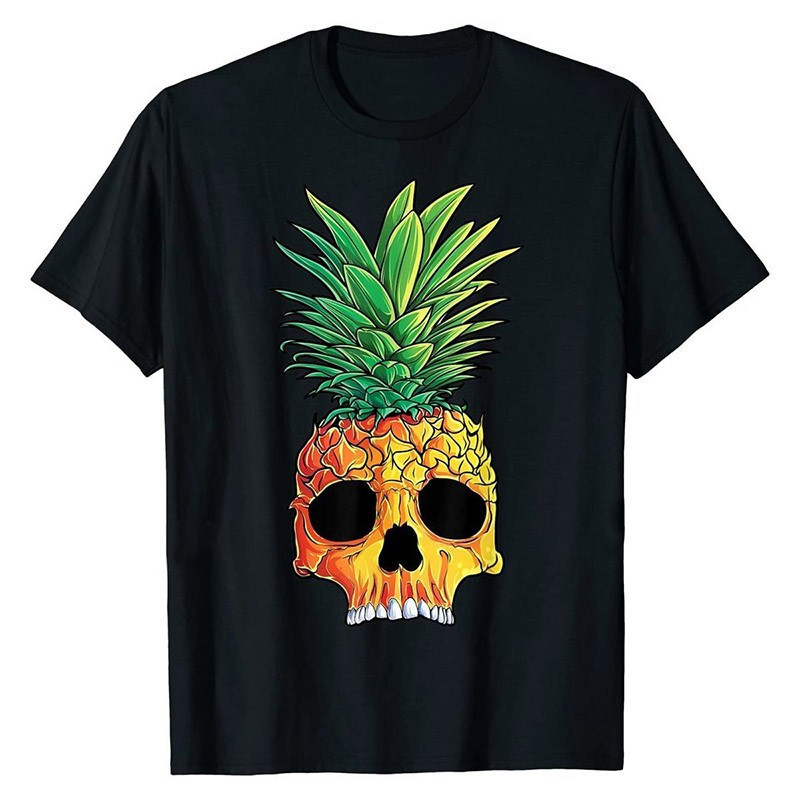 Tshirt tête de mort avec imprimé crâne ananas crète punk