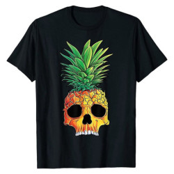 Tshirt tête de mort avec imprimé crâne ananas crète punk
