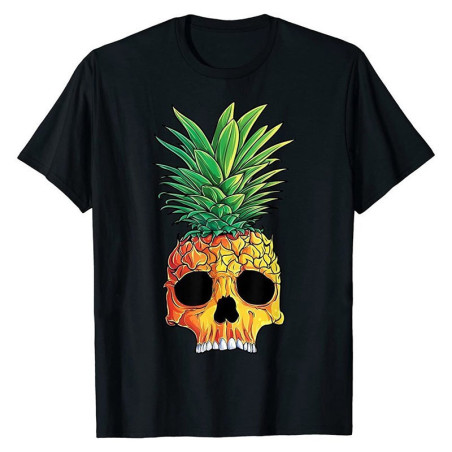 Tshirt tête de mort avec imprimé crâne ananas crète punk