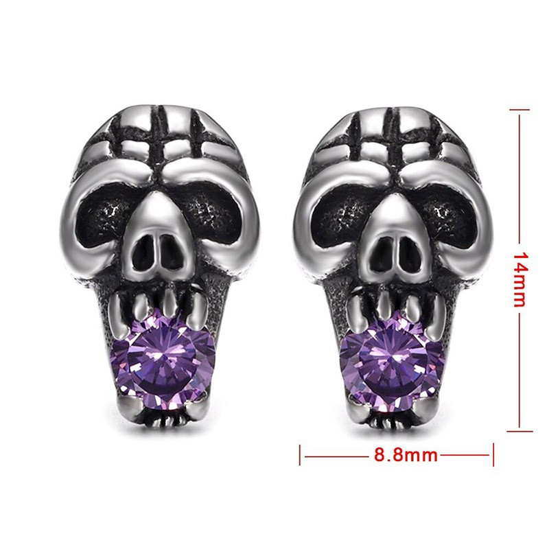 Boucles d'oreilles tête de mort clous en acier inoxydable !