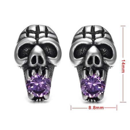 Boucles d'oreilles tête de mort clous en acier inoxydable !