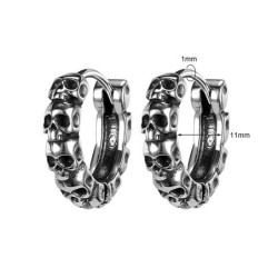 Magnifiques Boucles d'oreilles tête de mort Punk Rock en acier inoxydable 316L