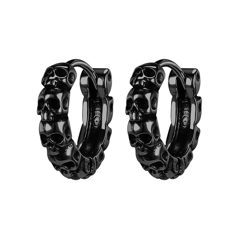 Boucles d'oreilles tête de mort acier inoxydable 316L
