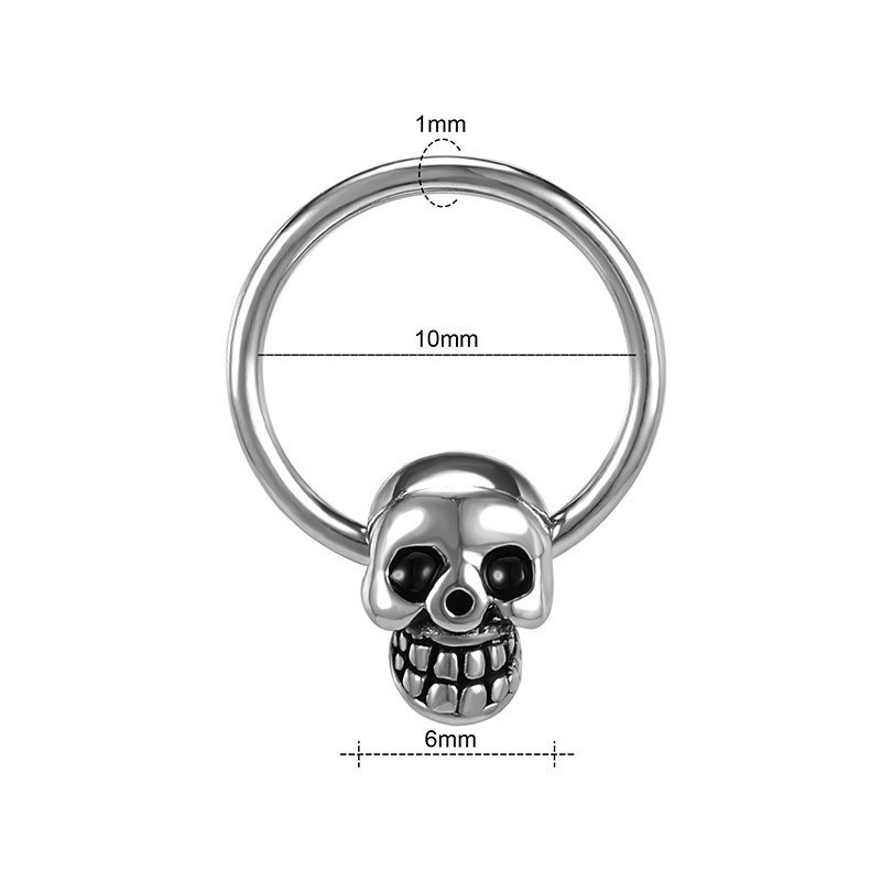 Piercing tête de mort en acier inoxydable dimensions