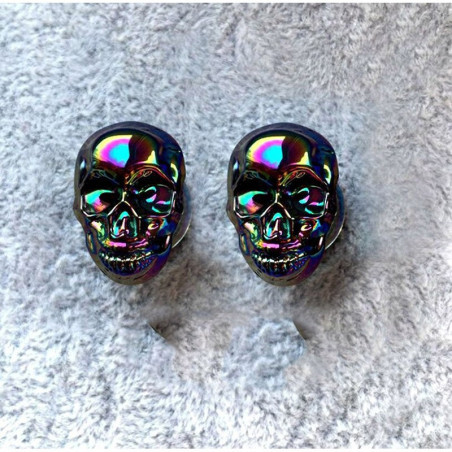 Bouchons extenseurs d'oreilles tête de mort en verre multicolore !
