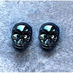 Bouchons extenseurs d'oreilles tête de mort en verre multicolore !