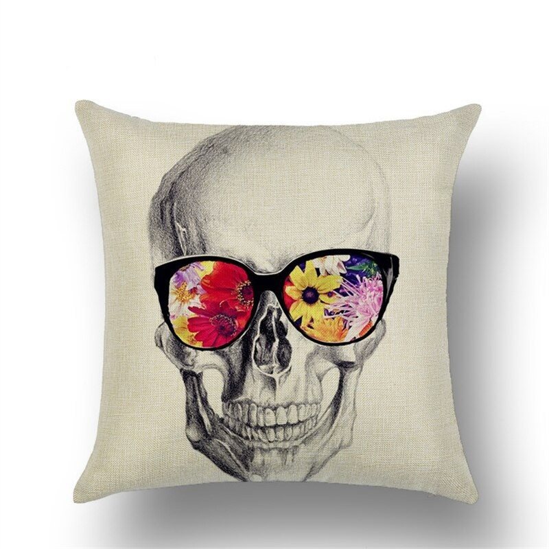 Housse de coussin tête de mort motifs crâne nombreux modèles au choix!