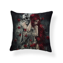 Magnifique Housse de coussin tête de mort Santa Muerte 